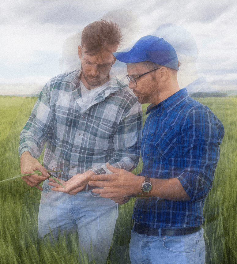 two people in field