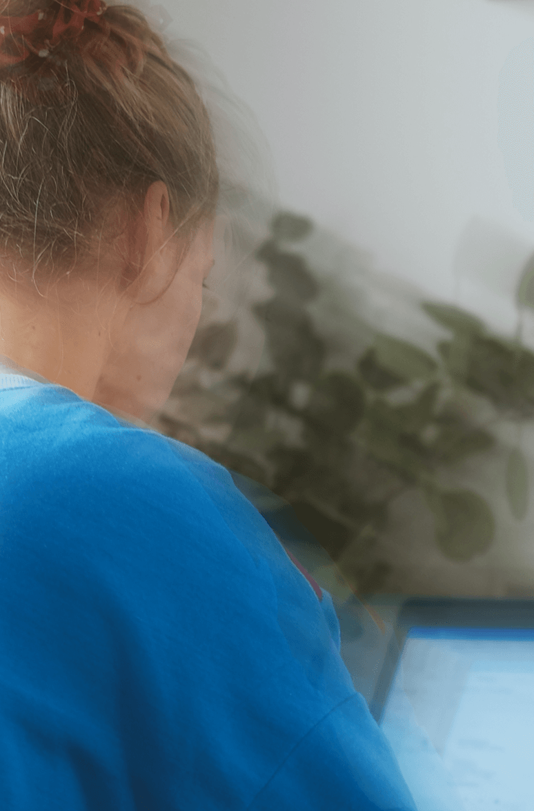 person looking at a laptop