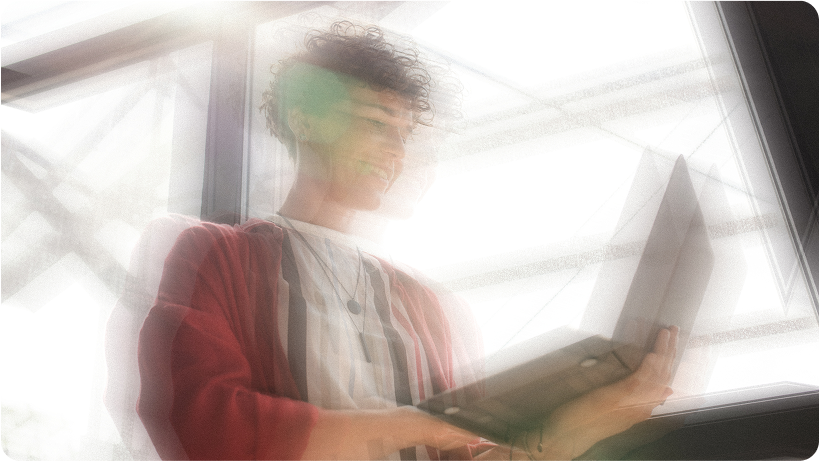 computer in hand